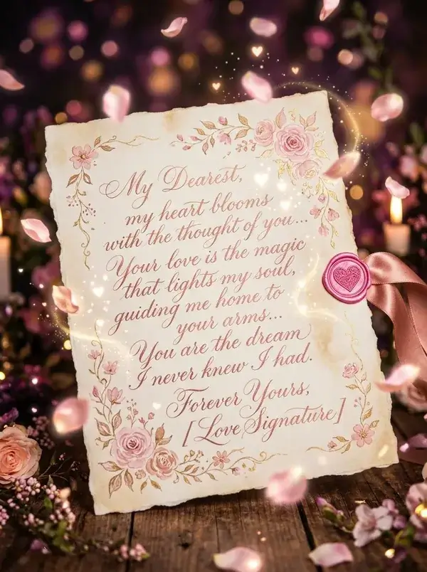 Classic Wizard Style magical letter with ornate golden calligraphy on aged parchment