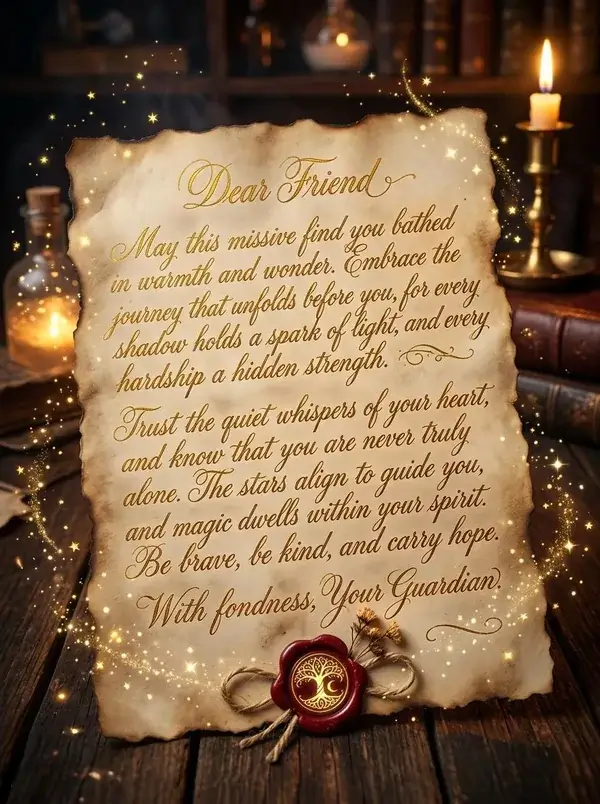 Romantic Magic Style love letter with floral decorations and rose petals